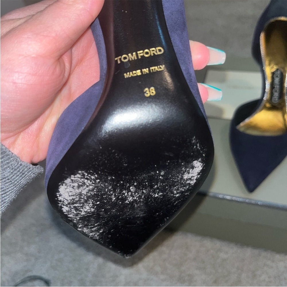 Tom Ford Women's Blue Suede Heels - Picture 4 of 4